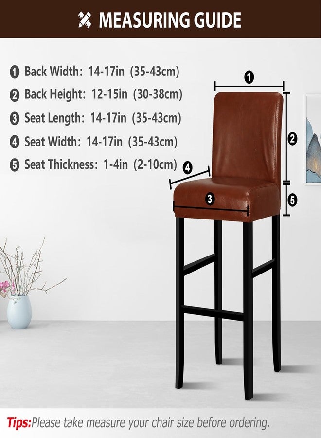 Lebaley 2 Pack Bar Stool Covers with Backs Waterproof Stretch PU Leather Bar Stool Seat Covers Slipcovers for Counter Height Chairs 14"-17" Wide, Removable & Washable for Kitchen Pub Cafe, Coffee - Image 4